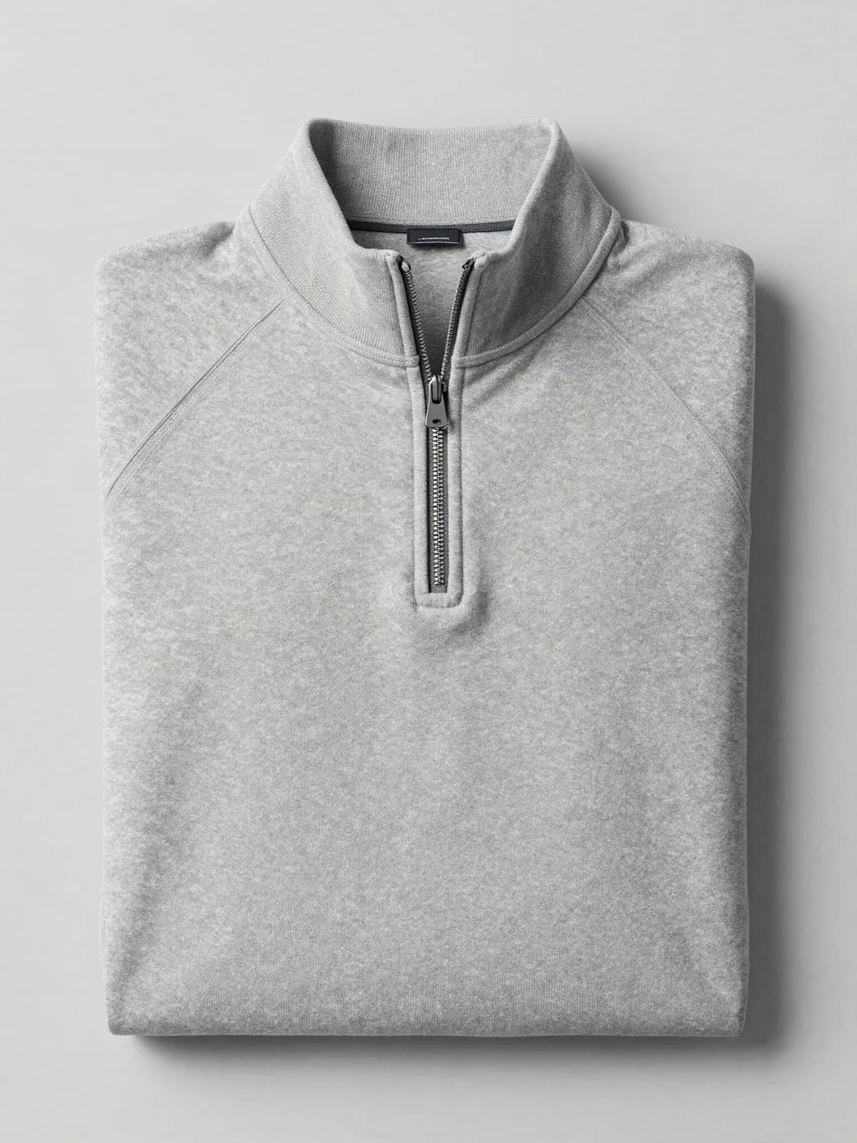 Dik Yaka Fermuarlı Sweatshirt — Gri Melanj